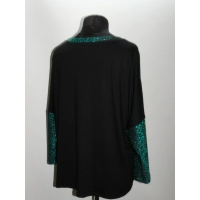 Bluzka Linda czarna z błyszczącymi zielonymi wstawkami